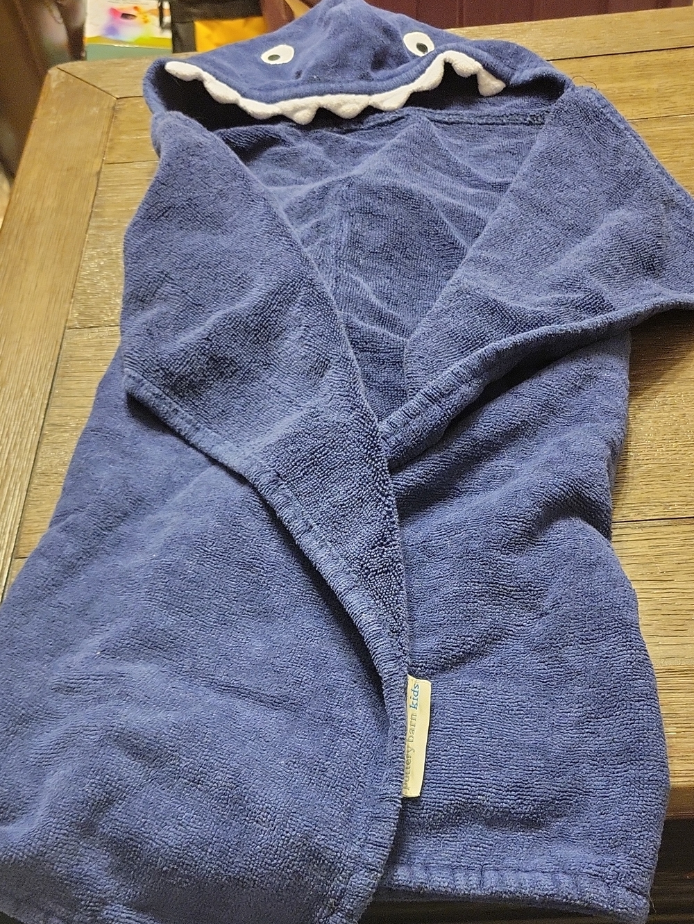 Pottery Barn Kids Navy Shark Hooded Towel
